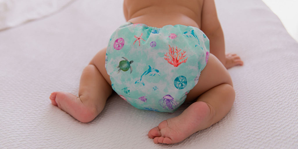 Cute pic of ocean themed baby cloth nappy