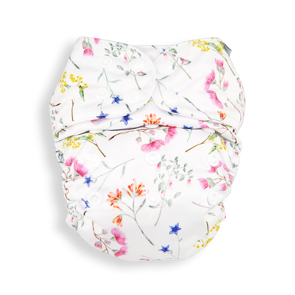 Australian Florals All In Two Modern Cloth Nappy Front