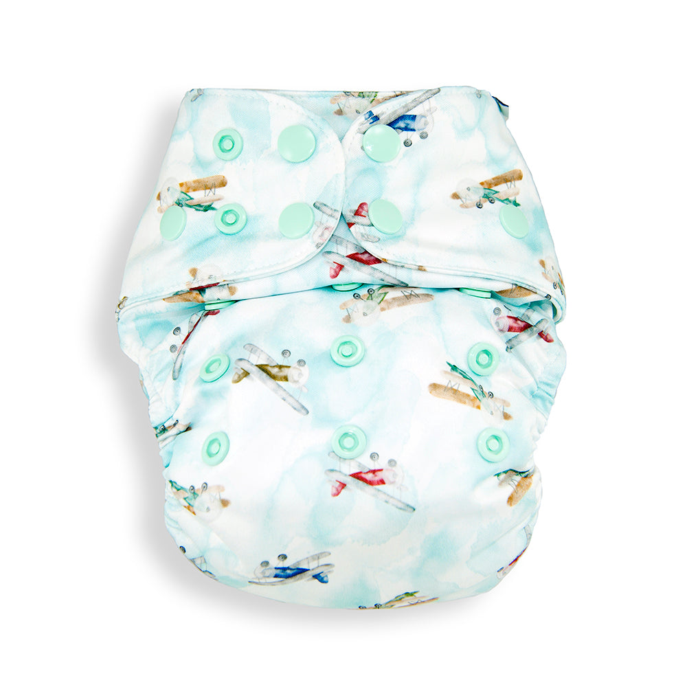 Retro Planes All In Two Modern Cloth Nappy Front