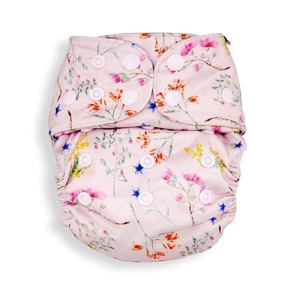 Pink Australiana All In Two Modern Cloth Nappy Front