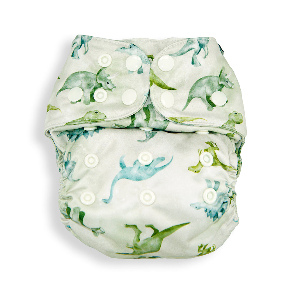 Dinosaur All In Two Modern Cloth Nappy Front
