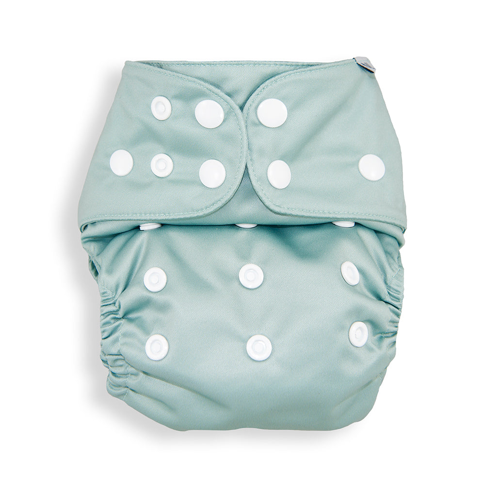 Sage Green All In Two Modern Cloth Nappy Front